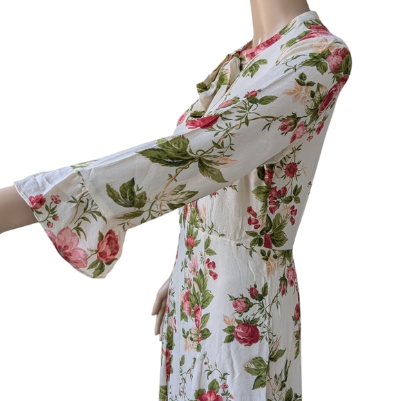 NWOT Reformation Castel Floral Tie Neck Midi Dress – Cottagecore Prairie – 8 - Picture 8 of 13